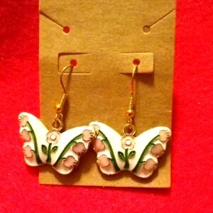 Butterfly Earrings with Floral Design